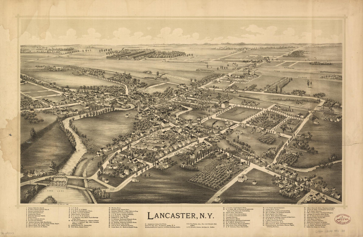 Lancaster, N.Y. (1892) – Historic Bird’s-Eye View Panorama Print