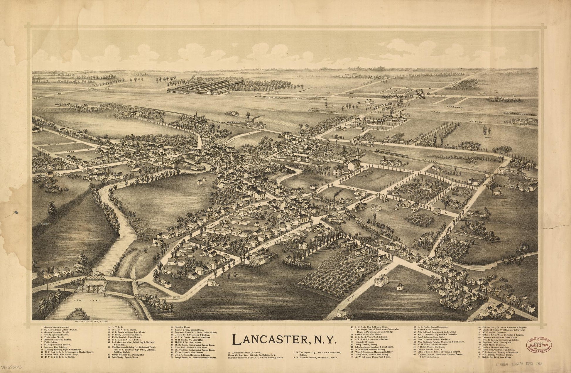 Lancaster, N.Y. (1892) – Historic Bird’s-Eye View Panorama Print