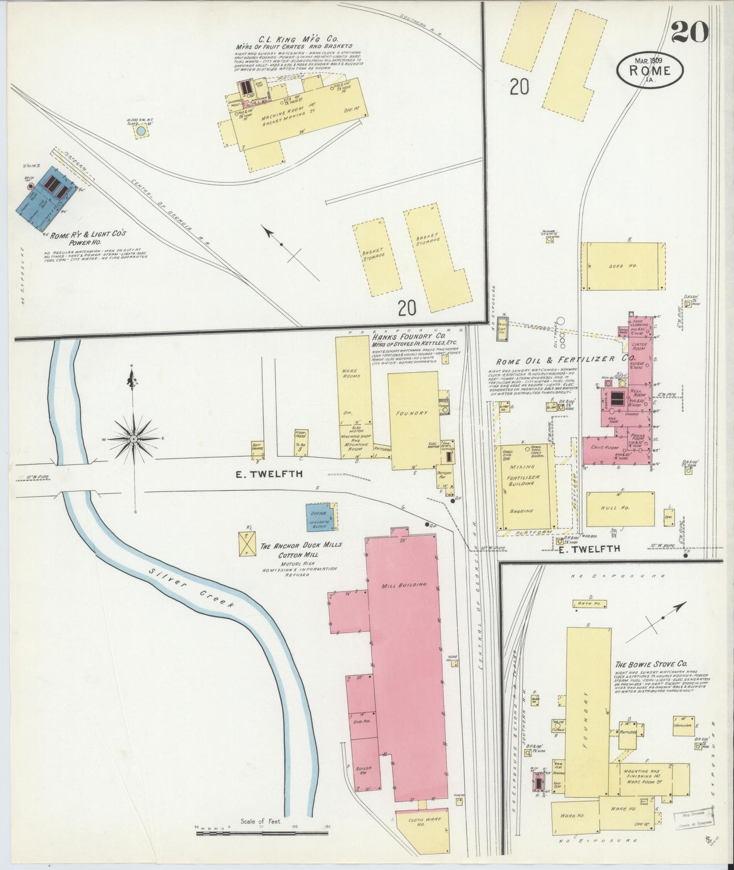 Sanborn Fire Insurance Map from Rome, Floyd County, Georgia (1909), Sheet #0020 - Complete Map Set gallery image, historic Sanborn map, vintage wall art, Georgia Georgia