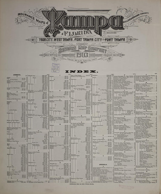 Sanborn Fire Insurance Map from Tampa, Hillsborough County, Florida. (1903) – Historic Sanborn Fire Insurance Map Print