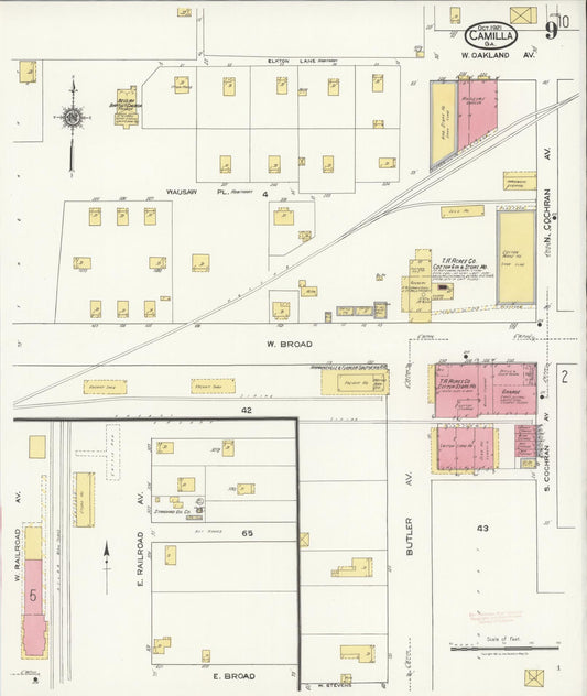 Sanborn Fire Insurance Map from Camilla, Mitchell County, Georgia (1921), Sheet #0009 - Historic Sanborn Fire Insurance Map Print, vintage old map wall art, antique decor, genealogy gift, Georgia Georgia map
