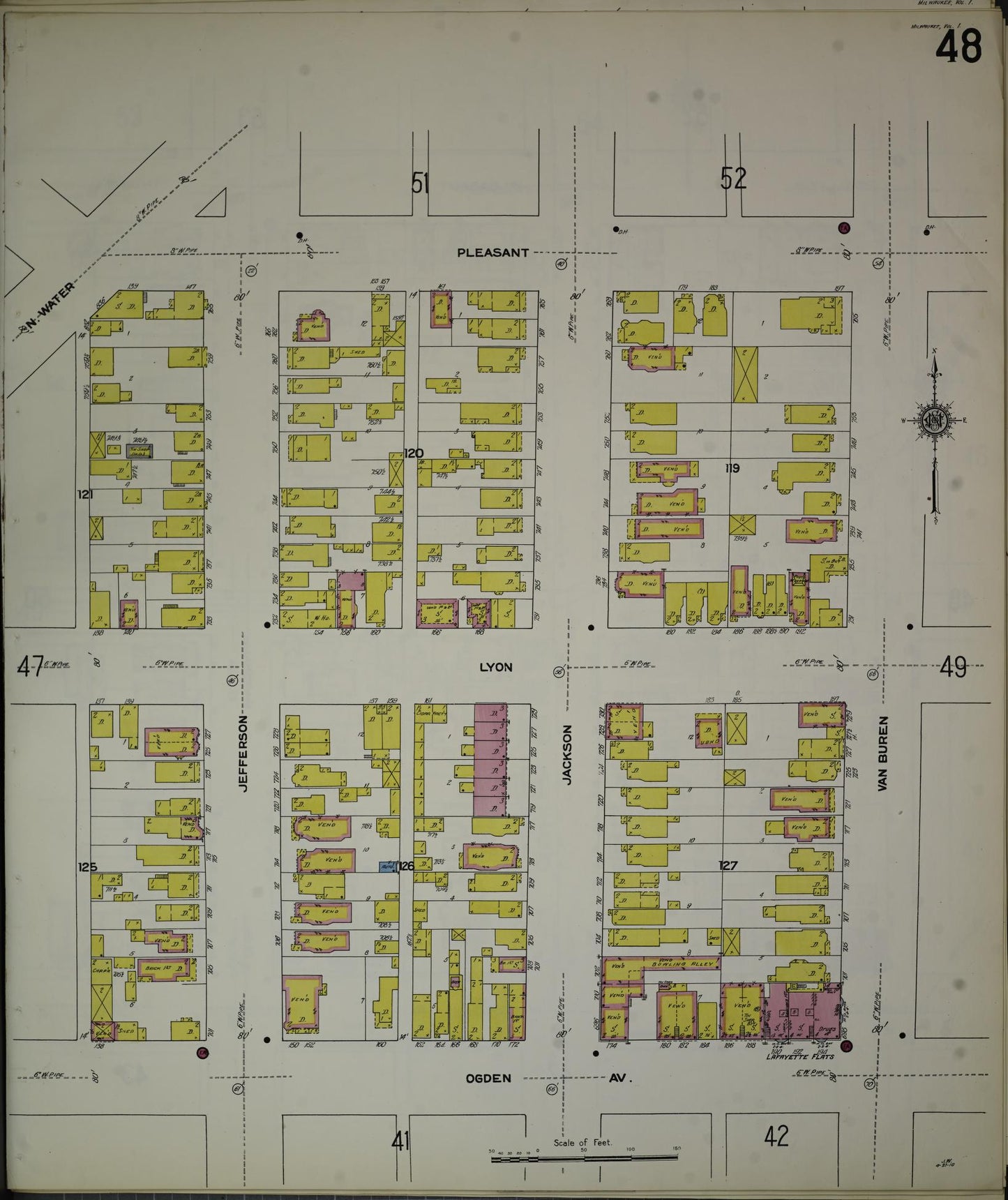Sanborn Fire Insurance Map from Milwaukee, Milwaukee County, Wisconsin (1910), Sheet #0048 - Complete Map Set gallery image, historic Sanborn map, vintage wall art, Wisconsin Wisconsin