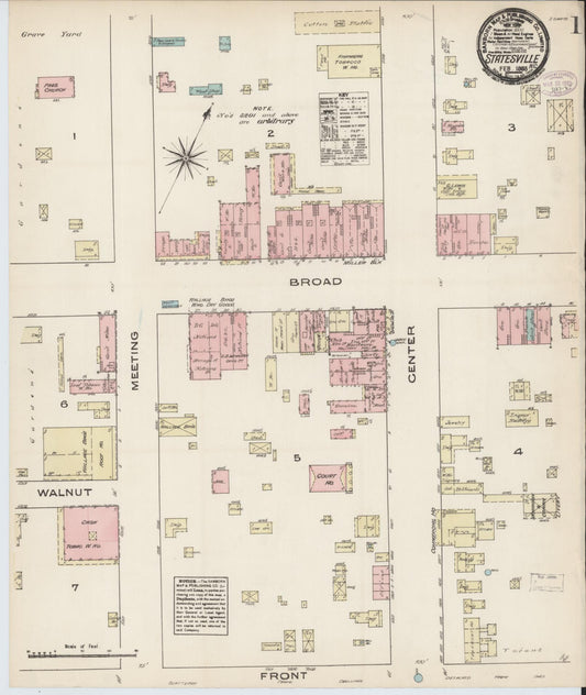 Sanborn Fire Insurance Map from Statesville, Iredell County, North Carolina (1885), Sheet #0001 - Historic Sanborn Fire Insurance Map Print, vintage old map wall art, antique decor, genealogy gift, North Carolina North Carolina map