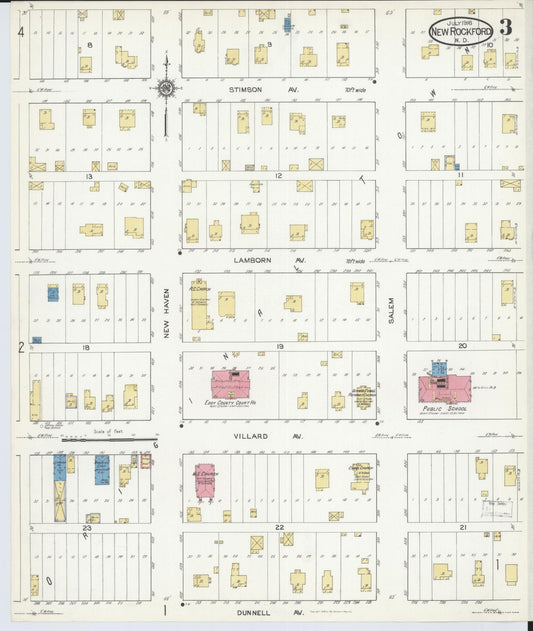 Sanborn Fire Insurance Map from New Rockford, Eddy County, North Dakota (1916), Sheet #0003 - Historic Sanborn Fire Insurance Map Print, vintage old map wall art, antique decor, genealogy gift, North Dakota North Dakota map