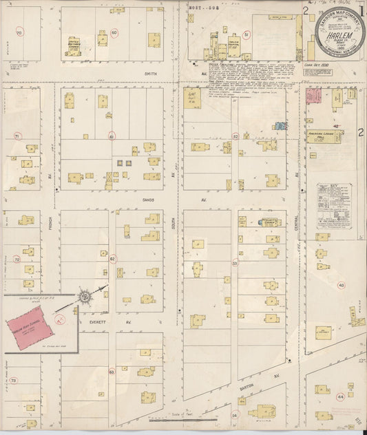 Sanborn Fire Insurance Map from Harlem, Blaine County, Montana (1930), Sheet #0001 - Historic Sanborn Fire Insurance Map Print, vintage old map wall art, antique decor, genealogy gift, Montana Montana map