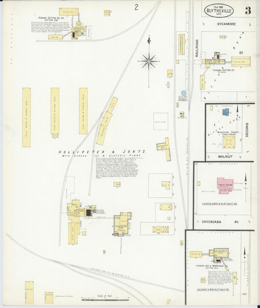 Sanborn Fire Insurance Map from Blytheville, Mississippi County, Arkansas (1908), Sheet #0003 - Historic Sanborn Fire Insurance Map Print, vintage old map wall art, antique decor, genealogy gift, Blytheville Mississippi map