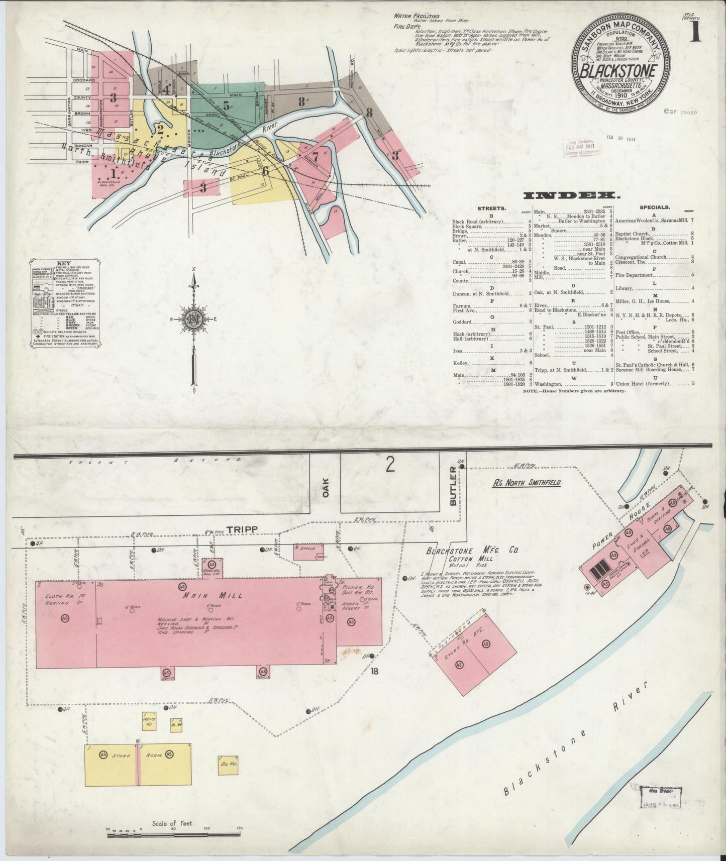 Sanborn Fire Insurance Map from Blackstone, Worcester County, Massachusetts (1910), Sheet #0001 - Complete Map Set gallery image, historic Sanborn map, vintage wall art, Massachusetts Massachusetts