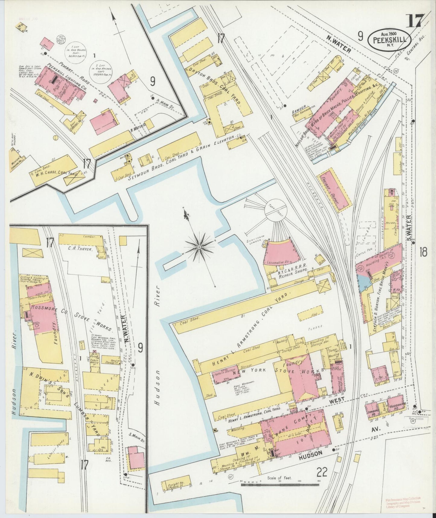 Sanborn Fire Insurance Map from Peekskill, Westchester County, New York (1900), Sheet #0017 - Complete Map Set gallery image, historic Sanborn map, vintage wall art, New York New York