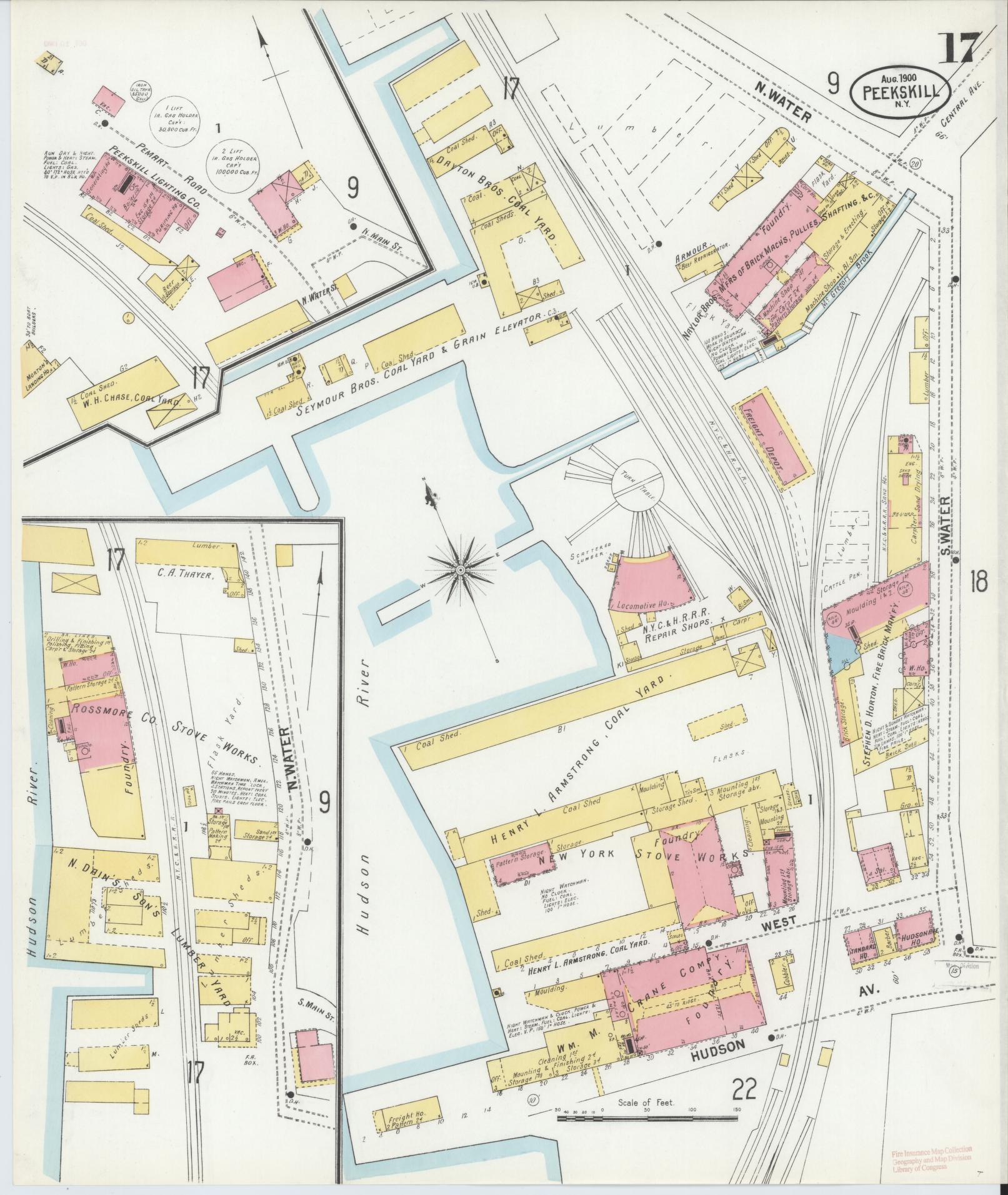 Sanborn Fire Insurance Map from Peekskill, Westchester County, New York (1900), Sheet #0017 - Complete Map Set gallery image, historic Sanborn map, vintage wall art, New York New York