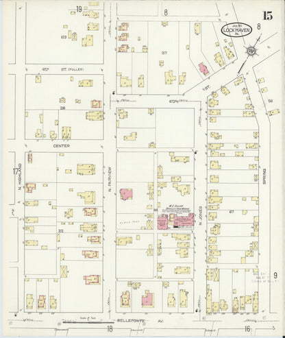 Sanborn Fire Insurance Map from Lock Haven, Clinton County, Pennsylvania (1914), Sheet #0015 - Historic Sanborn Fire Insurance Map Print, vintage old map wall art, antique decor, genealogy gift, Pennsylvania Pennsylvania map