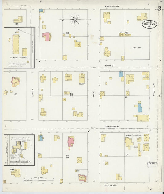 Sanborn Fire Insurance Map from Goliad, Goliad County, Texas (1906), Sheet #0003 - Historic Sanborn Fire Insurance Map Print, vintage old map wall art, antique decor, genealogy gift, Texas Texas map