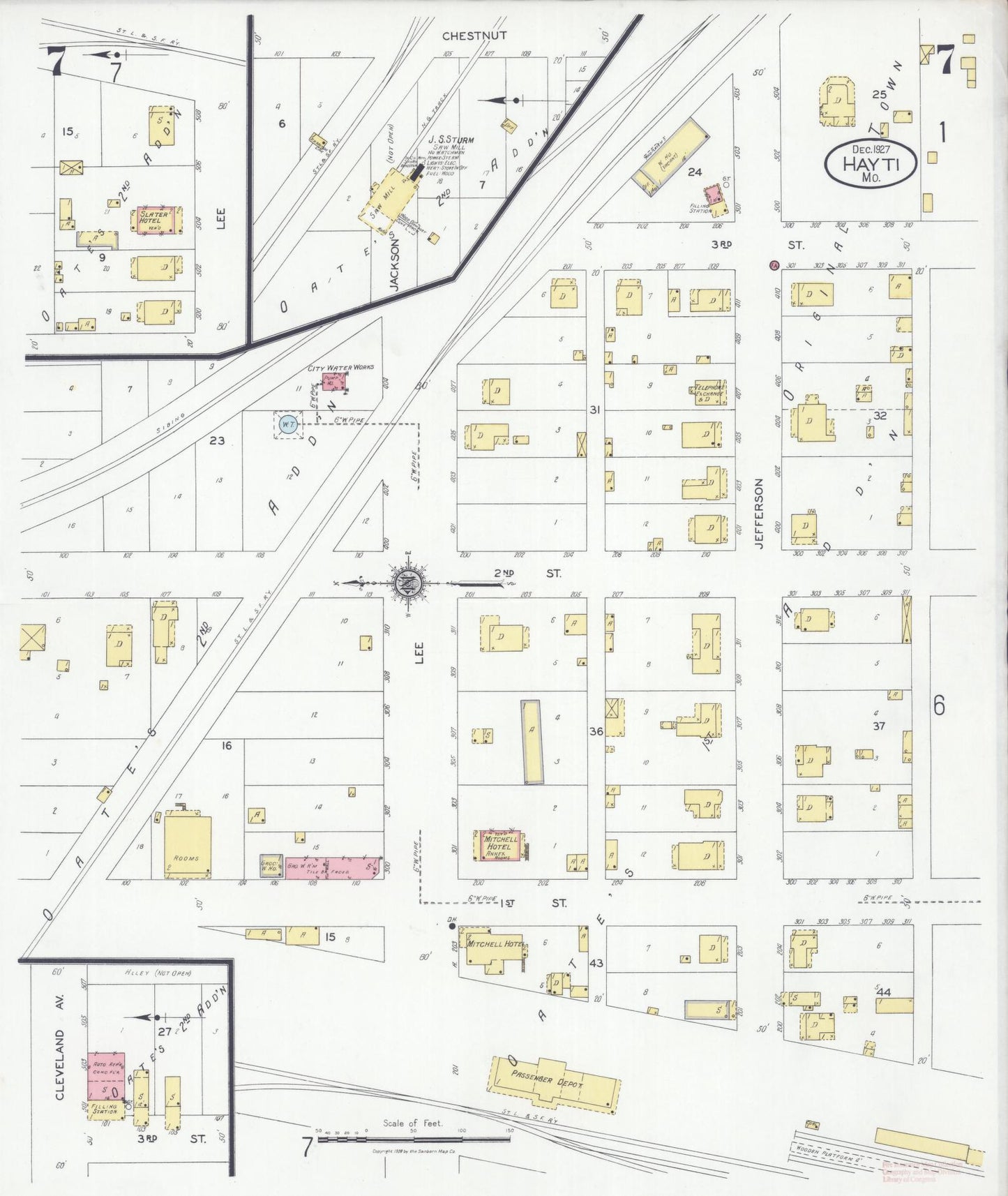 Sanborn Fire Insurance Map from Hayti, Pemiscot County, Missouri (1927), Sheet #0007 - Complete Map Set gallery image, historic Sanborn map, vintage wall art, Missouri Missouri