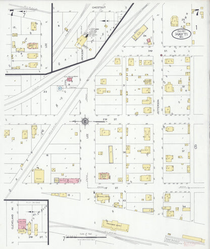 Sanborn Fire Insurance Map from Hayti, Pemiscot County, Missouri (1927), Sheet #0007 - Complete Map Set gallery image, historic Sanborn map, vintage wall art, Missouri Missouri