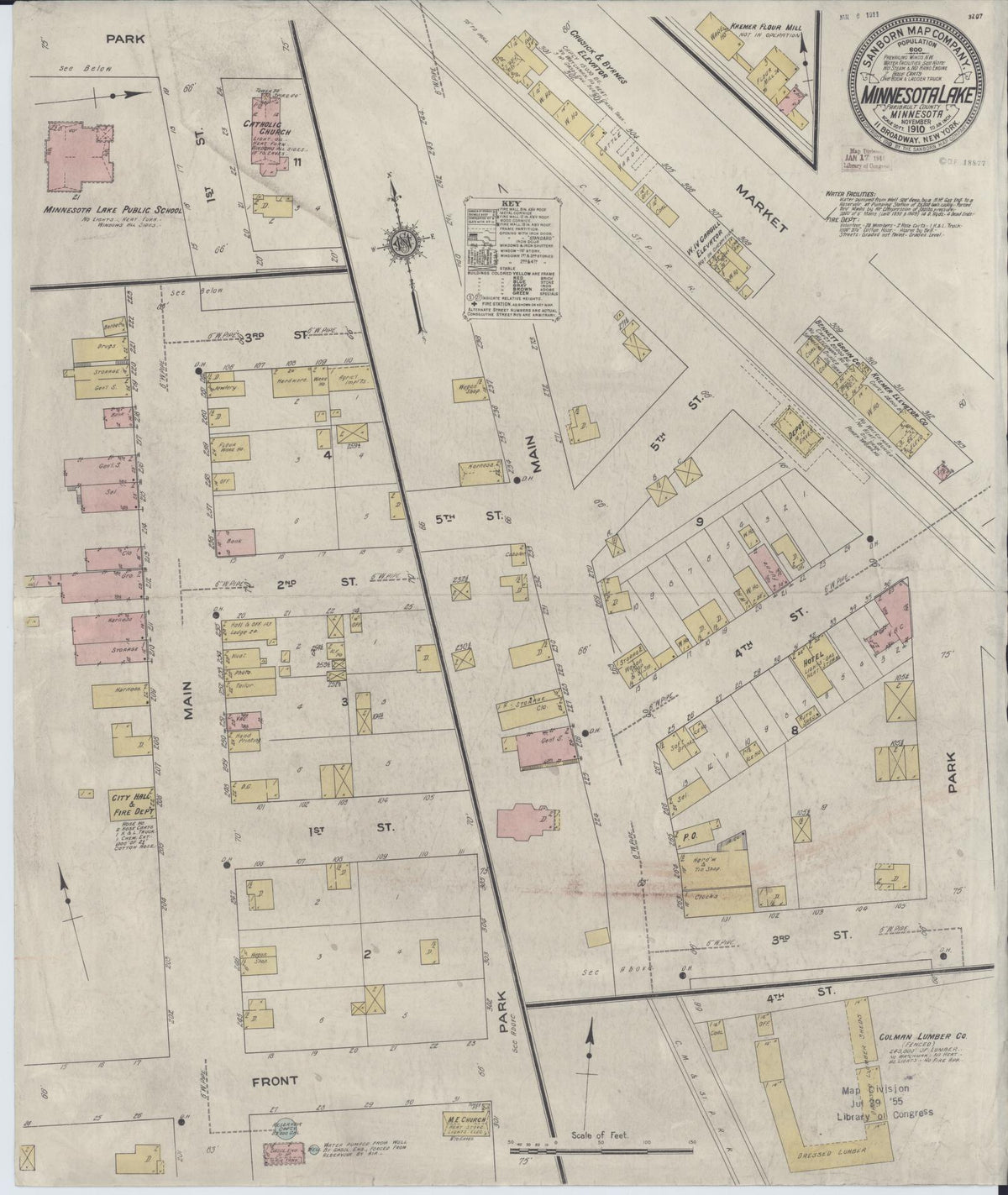 Sanborn Fire Insurance Map from Minnesota Lake, Faribault County, Minnesota (1910), Sheet #0001 - Historic Sanborn Fire Insurance Map Print, vintage old map wall art, antique decor, genealogy gift, Minnesota Minnesota map