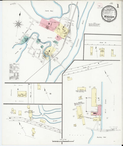 Sanborn Fire Insurance Map from Windsor, Windsor County, Vermont (1894), Sheet #0001 - Complete Map Set gallery image, historic Sanborn map, vintage wall art, Vermont Vermont