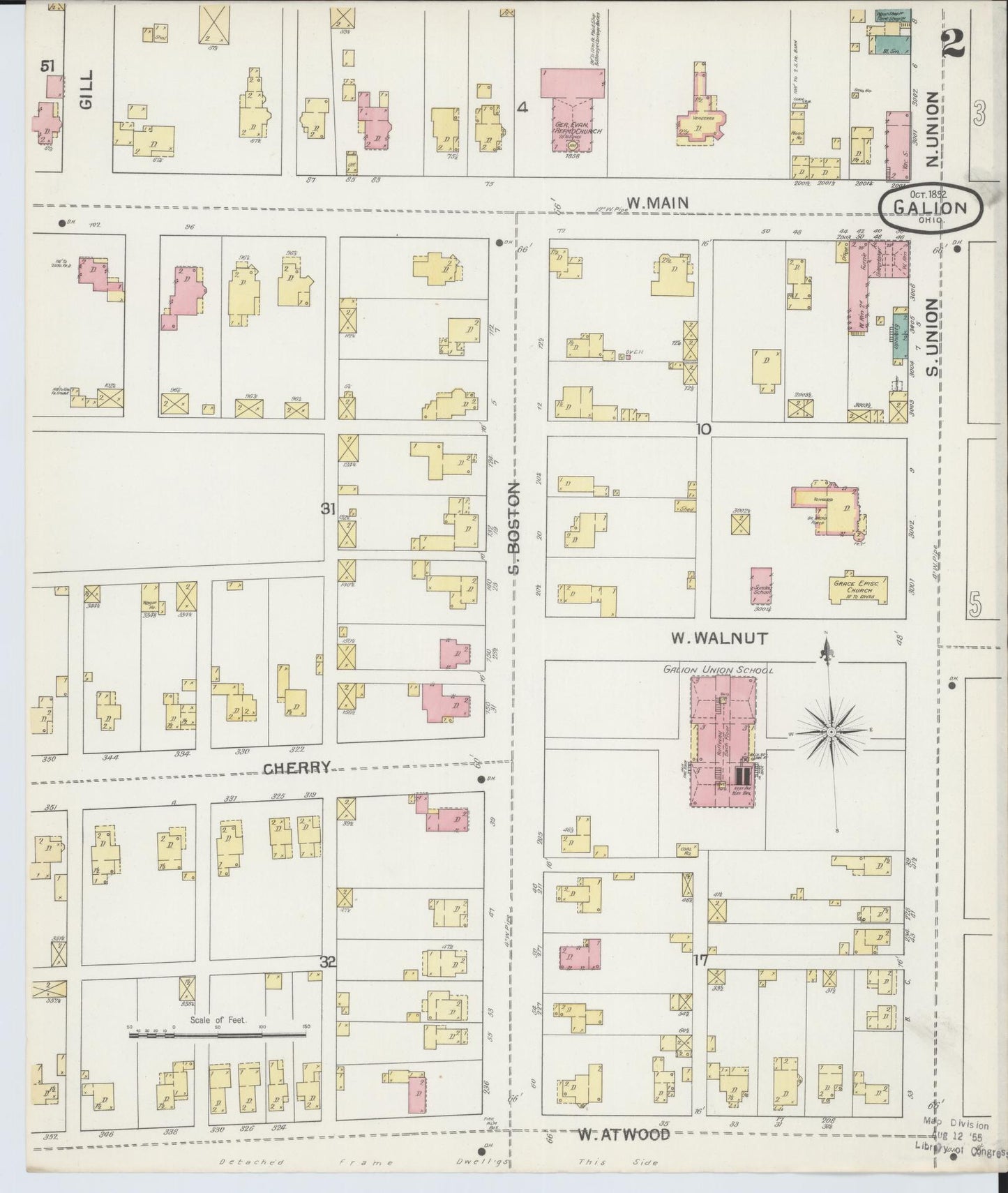 Sanborn Fire Insurance Map from Galion, Crawford County, Ohio (1892), Sheet #0002 - Historic Sanborn Fire Insurance Map Print, vintage old map wall art, antique decor, genealogy gift, Ohio Ohio map