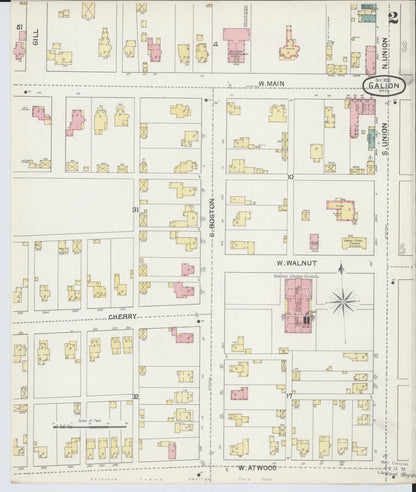 Sanborn Fire Insurance Map from Galion, Crawford County, Ohio (1892), Sheet #0002 - Historic Sanborn Fire Insurance Map Print, vintage old map wall art, antique decor, genealogy gift, Ohio Ohio map