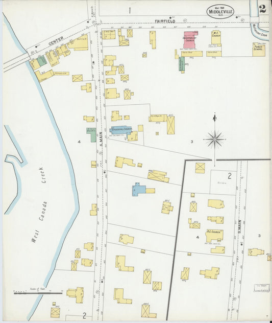 Sanborn Fire Insurance Map from Middleville, Herkimer County, New York (1901), Sheet #0002 - Historic Sanborn Fire Insurance Map Print, vintage old map wall art, antique decor, genealogy gift, New York New York map