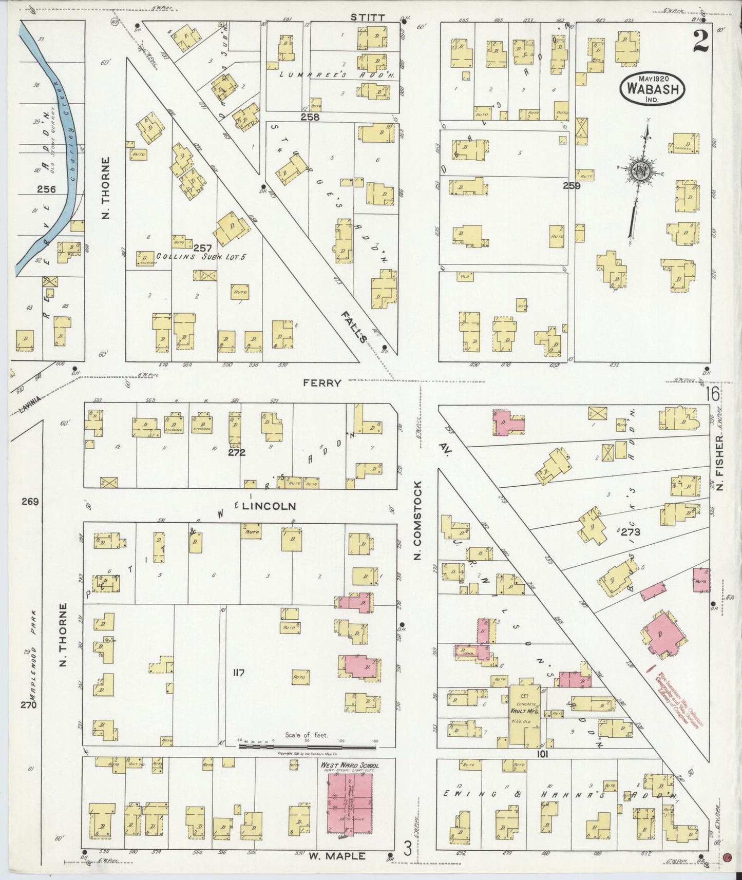 Sanborn Fire Insurance Map from Wabash, Wabash County, Indiana (1920), Sheet #0002 - Historic Sanborn Fire Insurance Map Print, vintage old map wall art, antique decor, genealogy gift, Indiana Indiana map