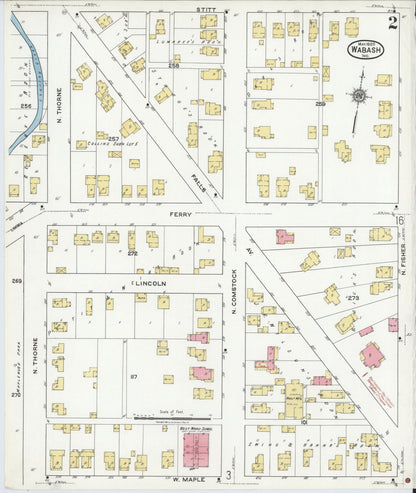 Sanborn Fire Insurance Map from Wabash, Wabash County, Indiana (1920), Sheet #0002 - Historic Sanborn Fire Insurance Map Print, vintage old map wall art, antique decor, genealogy gift, Indiana Indiana map