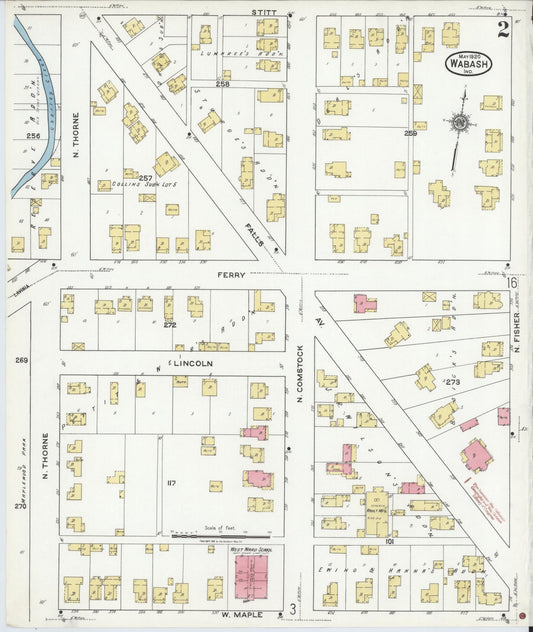 Sanborn Fire Insurance Map from Wabash, Wabash County, Indiana (1920), Sheet #0002 - Historic Sanborn Fire Insurance Map Print, vintage old map wall art, antique decor, genealogy gift, Indiana Indiana map