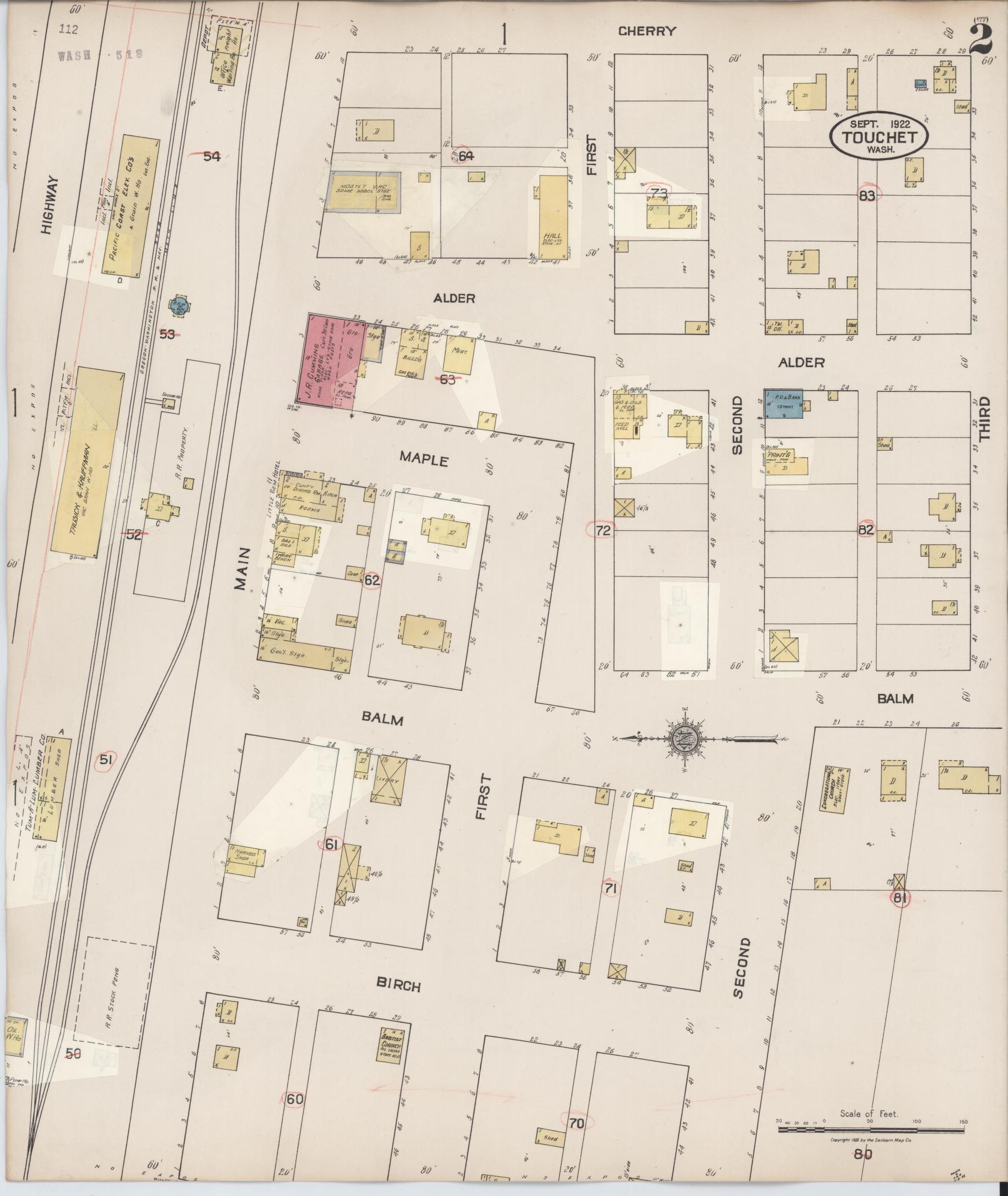 Sanborn Fire Insurance Map from Touchet, Walla Walla County, Washington (1931), Sheet #0002 - Complete Map Set gallery image, historic Sanborn map, vintage wall art, Washington Washington