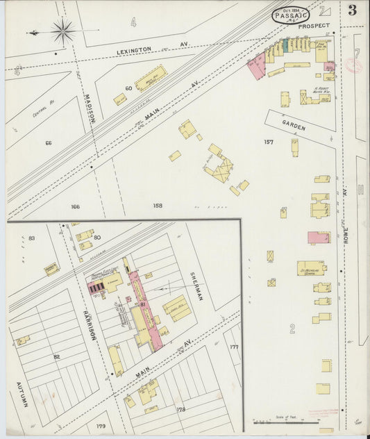 Sanborn Fire Insurance Map from Passaic, Passaic County, New Jersey (1894), Sheet #0003 - Historic Sanborn Fire Insurance Map Print, vintage old map wall art, antique decor, genealogy gift, New Jersey New Jersey map