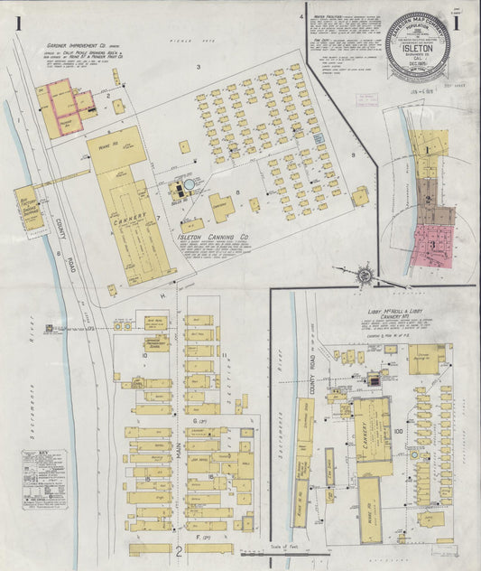 Sanborn Fire Insurance Map from Isleton, Sacramento County, California (1925), Sheet #0001 - Historic Sanborn Fire Insurance Map Print, vintage old map wall art, antique decor, genealogy gift, California California map