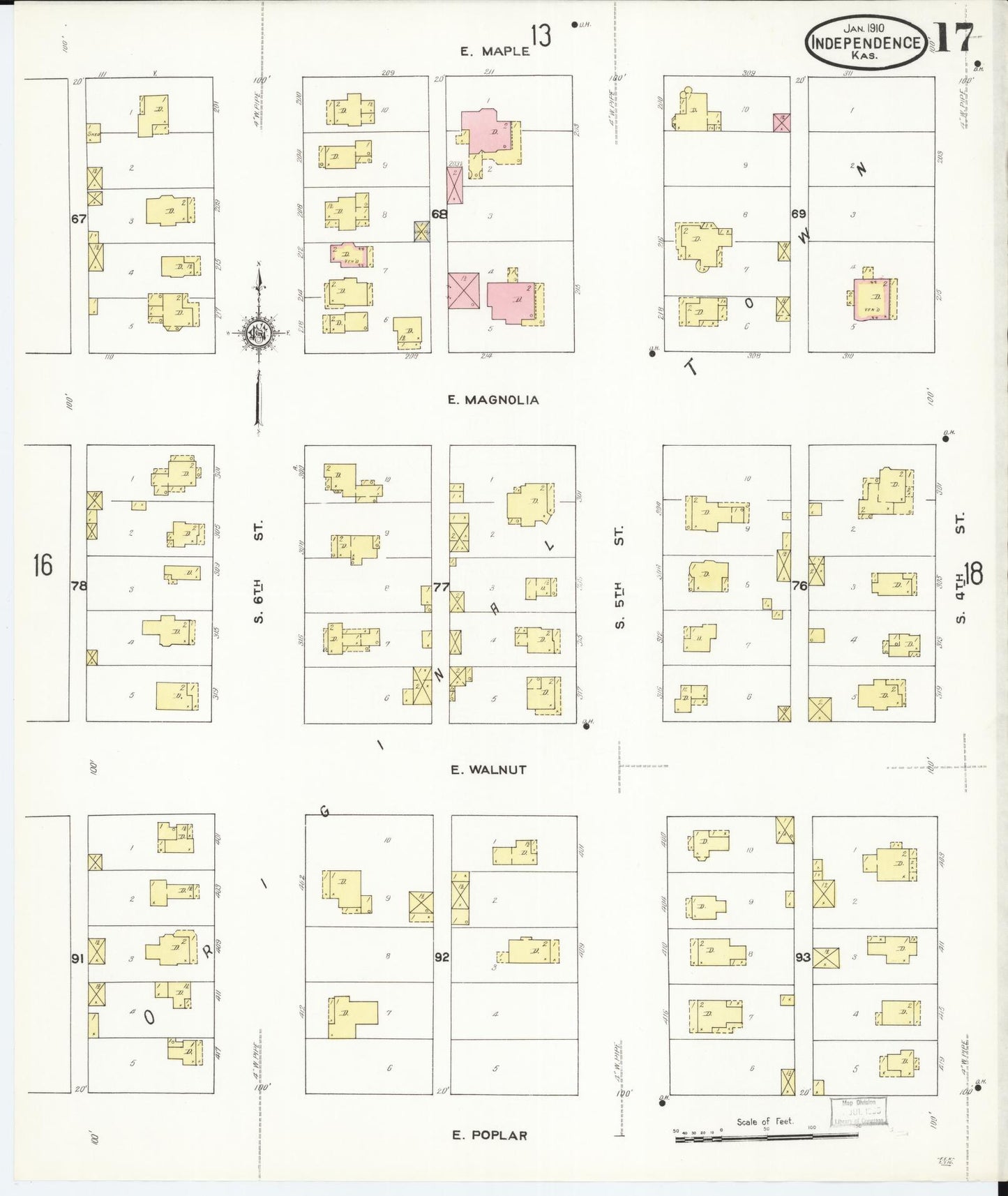 Sanborn Fire Insurance Map from Independence, Montgomery County, Kansas (1910), Sheet #0017 - Complete Map Set gallery image, historic Sanborn map, vintage wall art, Kansas Kansas