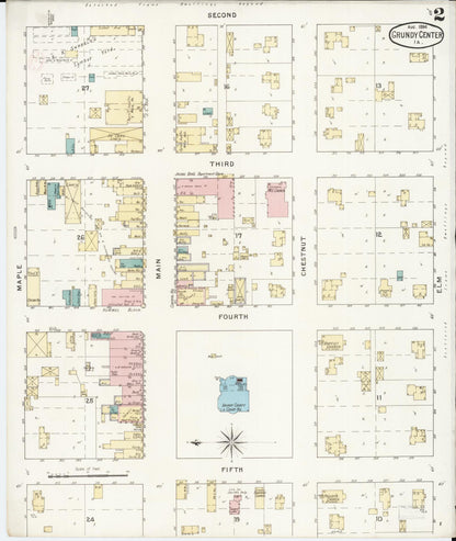 Sanborn Fire Insurance Map from Grundy Center, Grundy County, Iowa (1894), Sheet #0002 - Historic Sanborn Fire Insurance Map Print