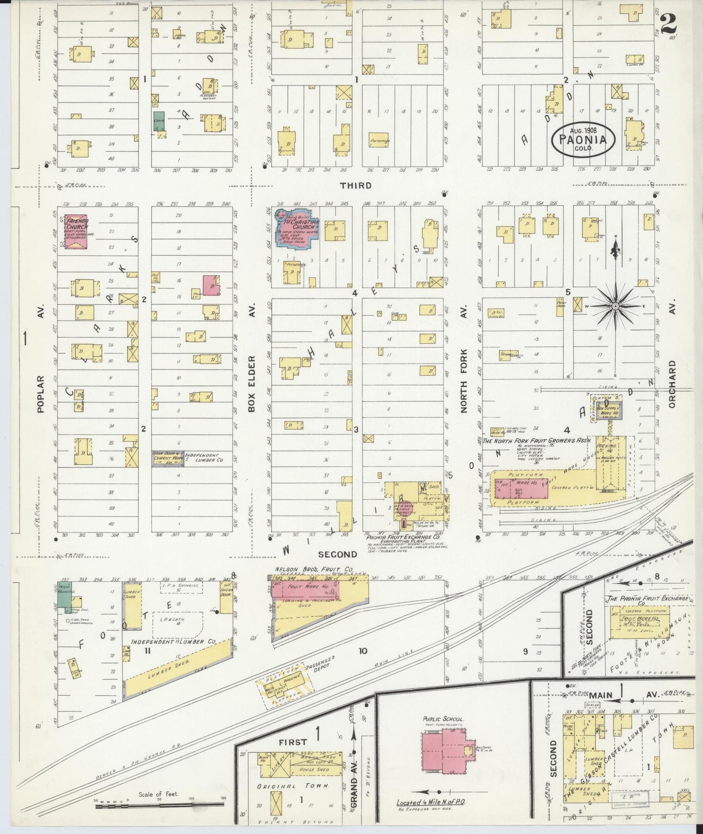 Sanborn Fire Insurance Map from Paonia, Delta County, Colorado (1908), Sheet #0002 - Complete Map Set gallery image, historic Sanborn map, vintage wall art, Colorado Colorado