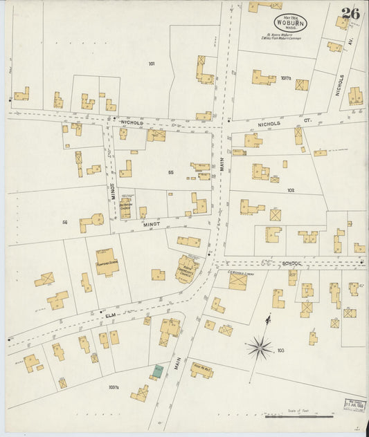 Sanborn Fire Insurance Map from Woburn, Middlesex County, Massachusetts (1904), Sheet #0026 - Historic Sanborn Fire Insurance Map Print, vintage old map wall art, antique decor, genealogy gift, Massachusetts Massachusetts map