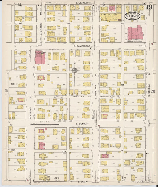 Sanborn Fire Insurance Map from Alliance, Stark County, Ohio (1921), Sheet #0019 - Historic Sanborn Fire Insurance Map Print, vintage old map wall art, antique decor, genealogy gift, Ohio Ohio map