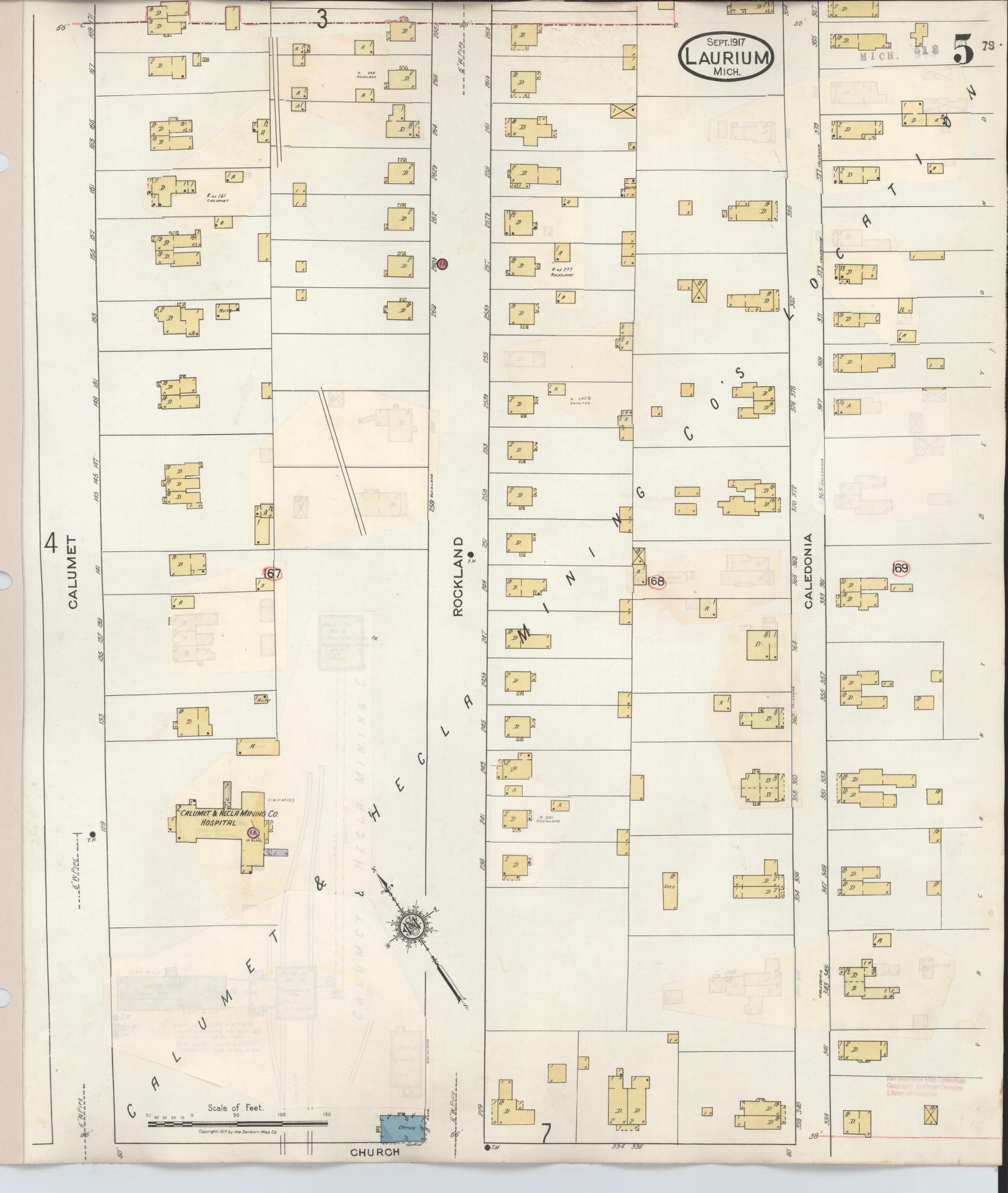 Sanborn Fire Insurance Map from Laurium, Houghton County, Michigan (1949), Sheet #0005 - Complete Map Set gallery image, historic Sanborn map, vintage wall art, Michigan Michigan