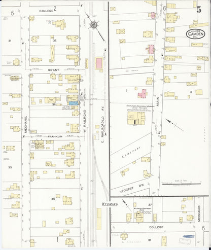 Sanborn Fire Insurance Map from Camden, Kent County, Delaware (1919), Sheet #0005 - Complete Map Set gallery image, historic Sanborn map, vintage wall art, Wyoming Wyoming