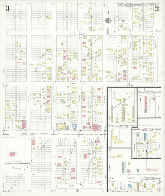 Sanborn Fire Insurance Map from Aurora, Adams And Arapahoe Counties, Colorado (1937), Sheet #0003 - Historic Sanborn Fire Insurance Map Print, vintage old map wall art, antique decor, genealogy gift, Colorado Colorado map