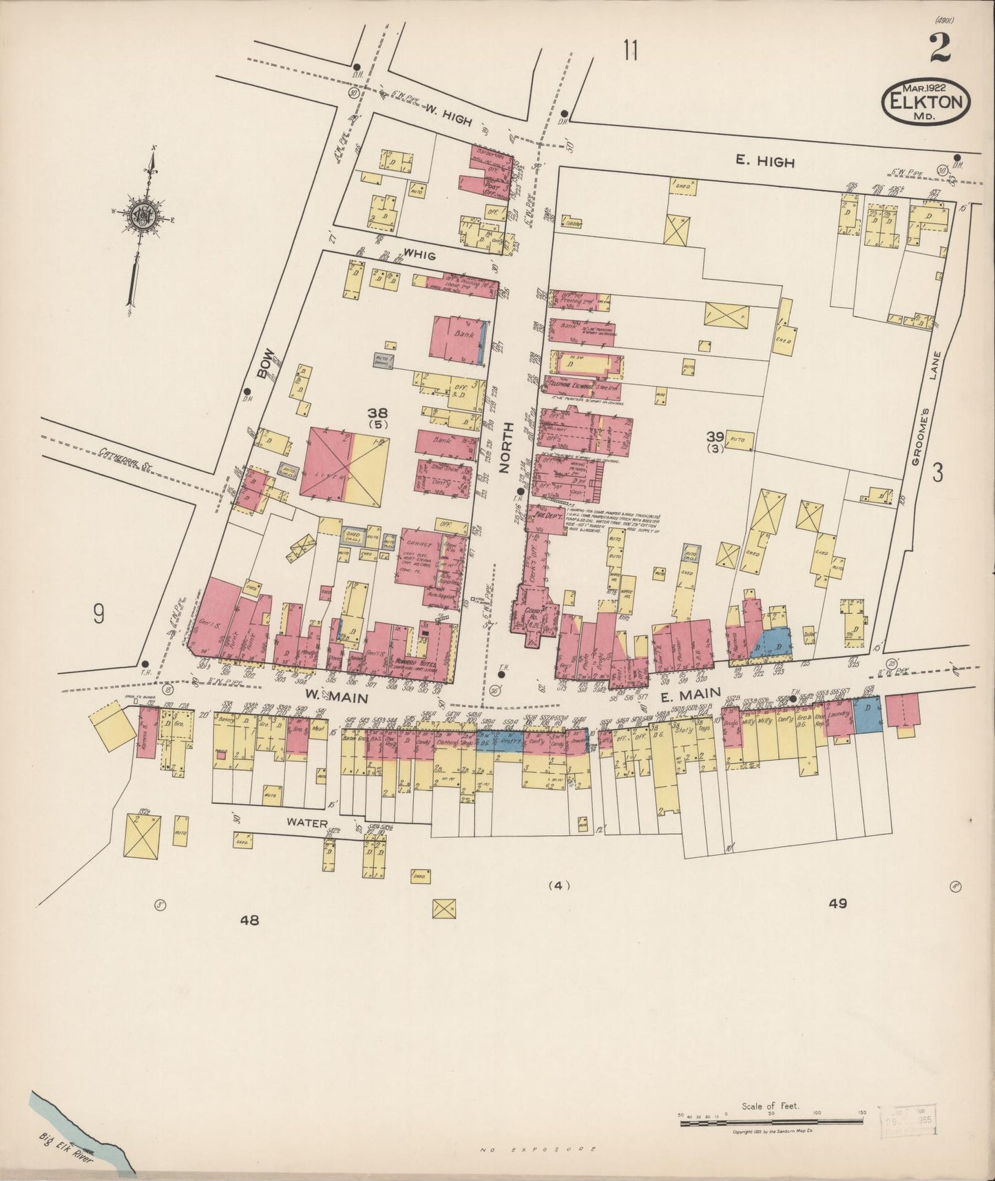 Sanborn Fire Insurance Map from Elkton, Cecil County, Maryland (1922), Sheet #0002 - Complete Map Set gallery image, historic Sanborn map, vintage wall art, Maryland Maryland