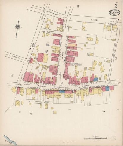 Sanborn Fire Insurance Map from Elkton, Cecil County, Maryland (1922), Sheet #0002 - Complete Map Set gallery image, historic Sanborn map, vintage wall art, Maryland Maryland