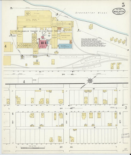 Sanborn Fire Insurance Map from Marlinton, Pocahontas County, West Virginia (1912), Sheet #0005 - Complete Map Set gallery image, historic Sanborn map, vintage wall art, West Virginia West Virginia