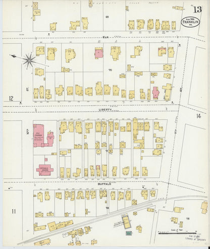 Sanborn Fire Insurance Map from Franklin, Venango County, Pennsylvania (1906), Sheet #0013 - Complete Map Set gallery image, historic Sanborn map, vintage wall art, Pennsylvania Pennsylvania