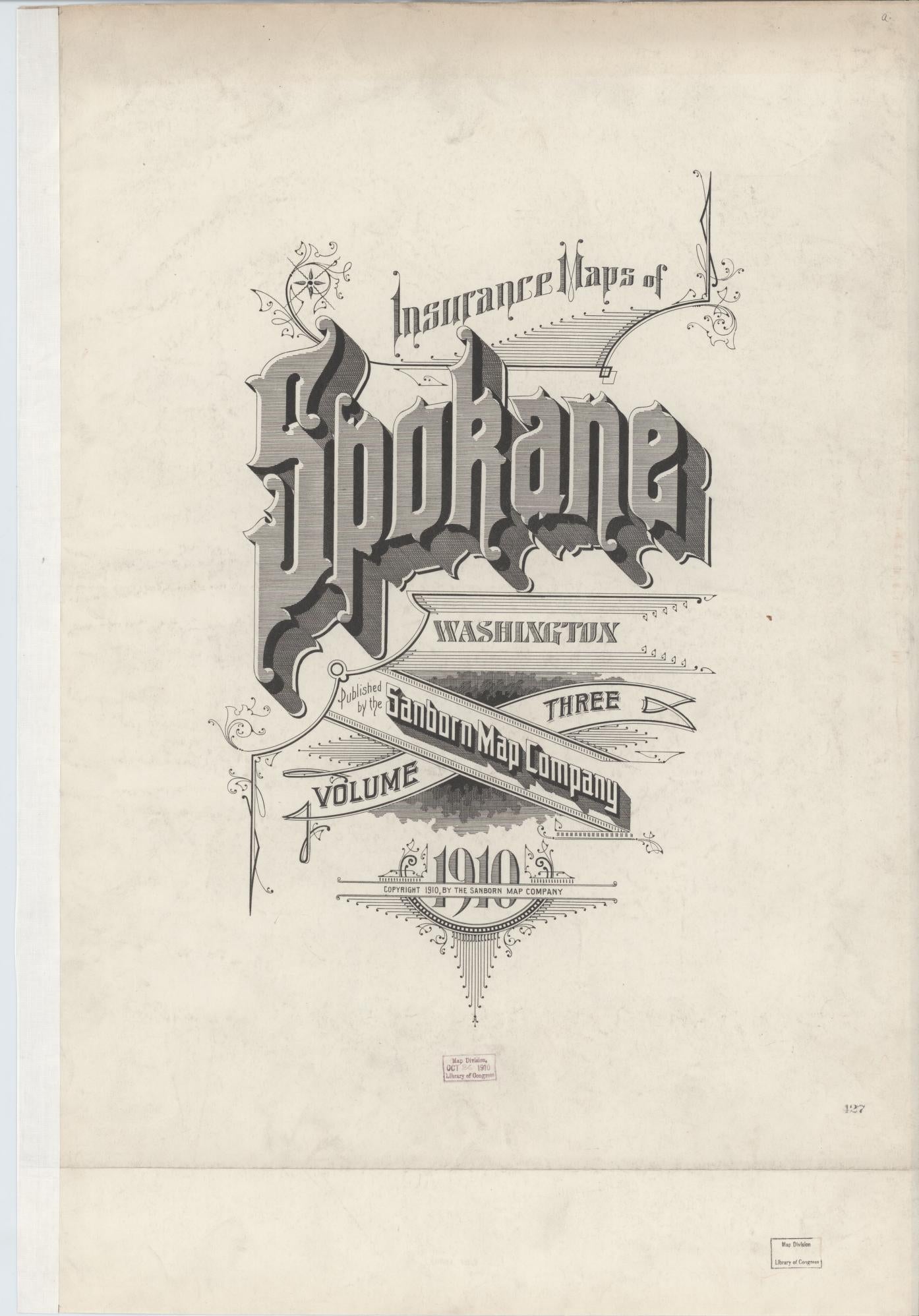 Sanborn Fire Insurance Map from Spokane, Spokane County, Washington (1910), Sheet #0001 - Complete Map Set gallery image, historic Sanborn map, vintage wall art, Washington Washington