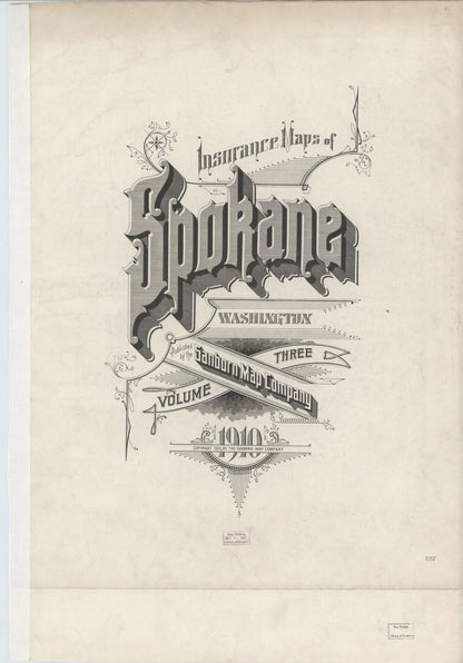 Sanborn Fire Insurance Map from Spokane, Spokane County, Washington (1910), Sheet #0001 - Complete Map Set gallery image, historic Sanborn map, vintage wall art, Washington Washington