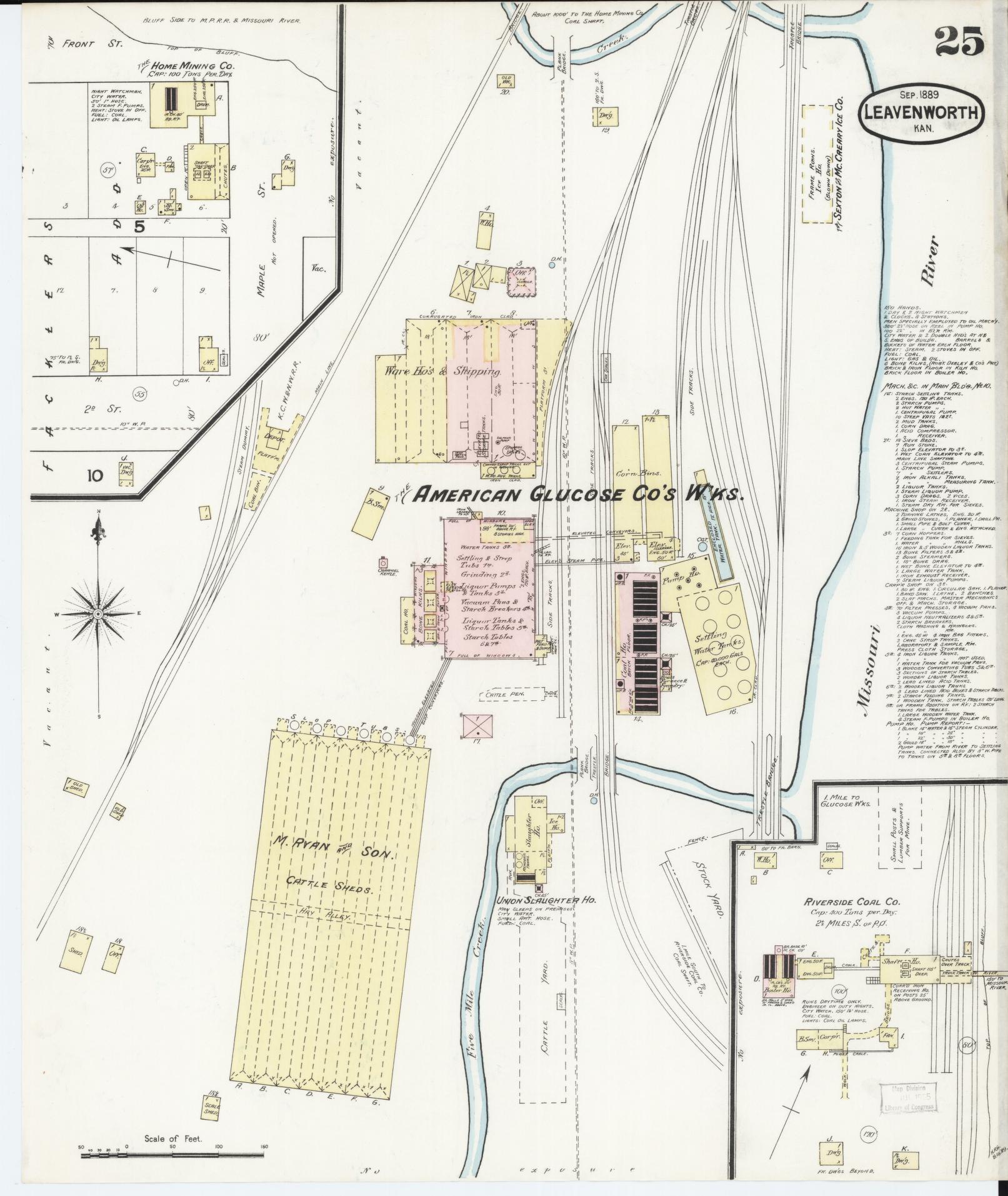 Sanborn Fire Insurance Map from Leavenworth, Leavenworth County, Kansas (1889), Sheet #0026 - Historic Sanborn Fire Insurance Map Print, vintage old map wall art, antique decor, genealogy gift, Kansas Kansas map
