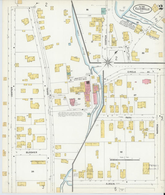 Sanborn Fire Insurance Map from Ellenville, Ulster County, New York (1905), Sheet #0002 - Historic Sanborn Fire Insurance Map Print, vintage old map wall art, antique decor, genealogy gift, New York New York map