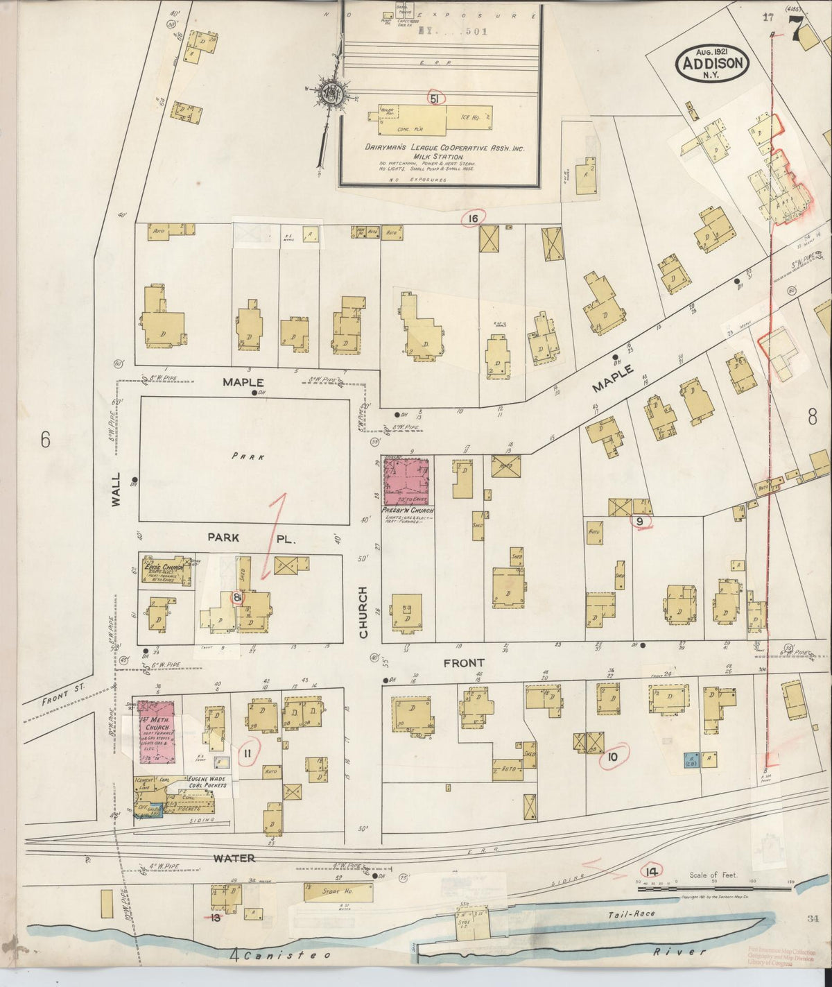 Sanborn Fire Insurance Map from Addison, Steuben County, New York (1945), Sheet #0007 - Historic Sanborn Fire Insurance Map Print, vintage old map wall art, antique decor, genealogy gift, New York New York map