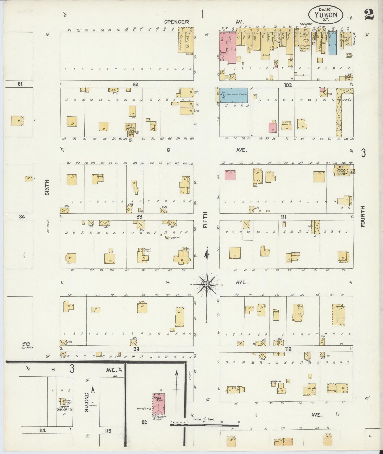Sanborn Fire Insurance Map from Yukon, Canadian County, Oklahoma (1901), Sheet #0005 - Complete Map Set gallery image, historic Sanborn map, vintage wall art, Oklahoma Oklahoma