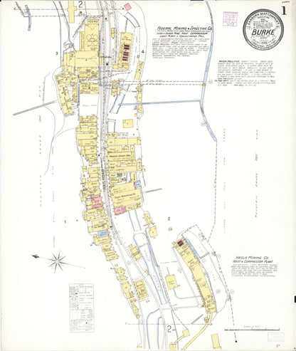 Sanborn Fire Insurance Map from Burke, Shoshone County, Idaho (1905), Sheet #0001 - Complete Map Set gallery image, historic Sanborn map, vintage wall art, Idaho Idaho