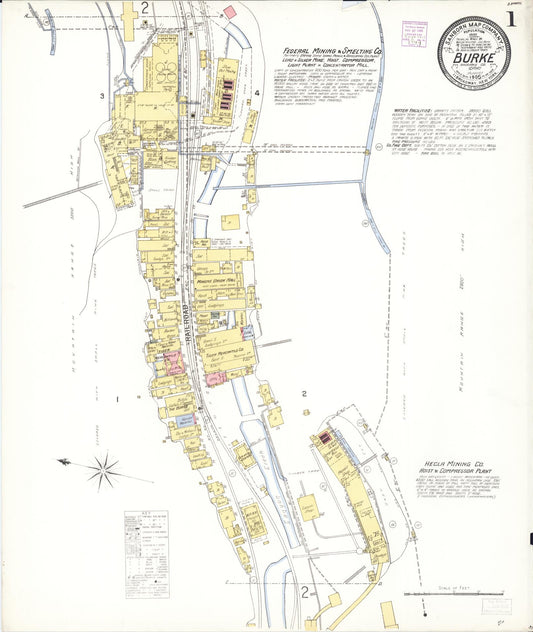 Sanborn Fire Insurance Map from Burke, Shoshone County, Idaho (1905), Sheet #0001 - Complete Map Set gallery image, historic Sanborn map, vintage wall art, Idaho Idaho
