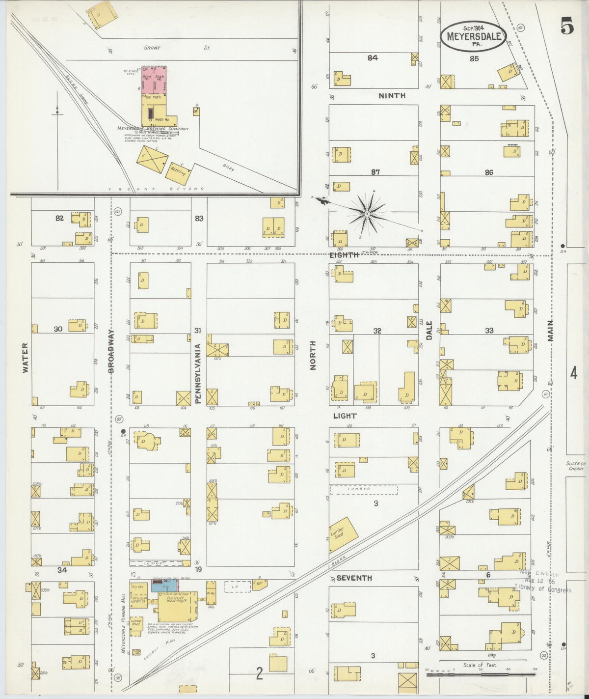 Sanborn Fire Insurance Map from Meyersdale, Somerset County, Pennsylvania (1904), Sheet #0005 - Complete Map Set gallery image, historic Sanborn map, vintage wall art, Pennsylvania Pennsylvania