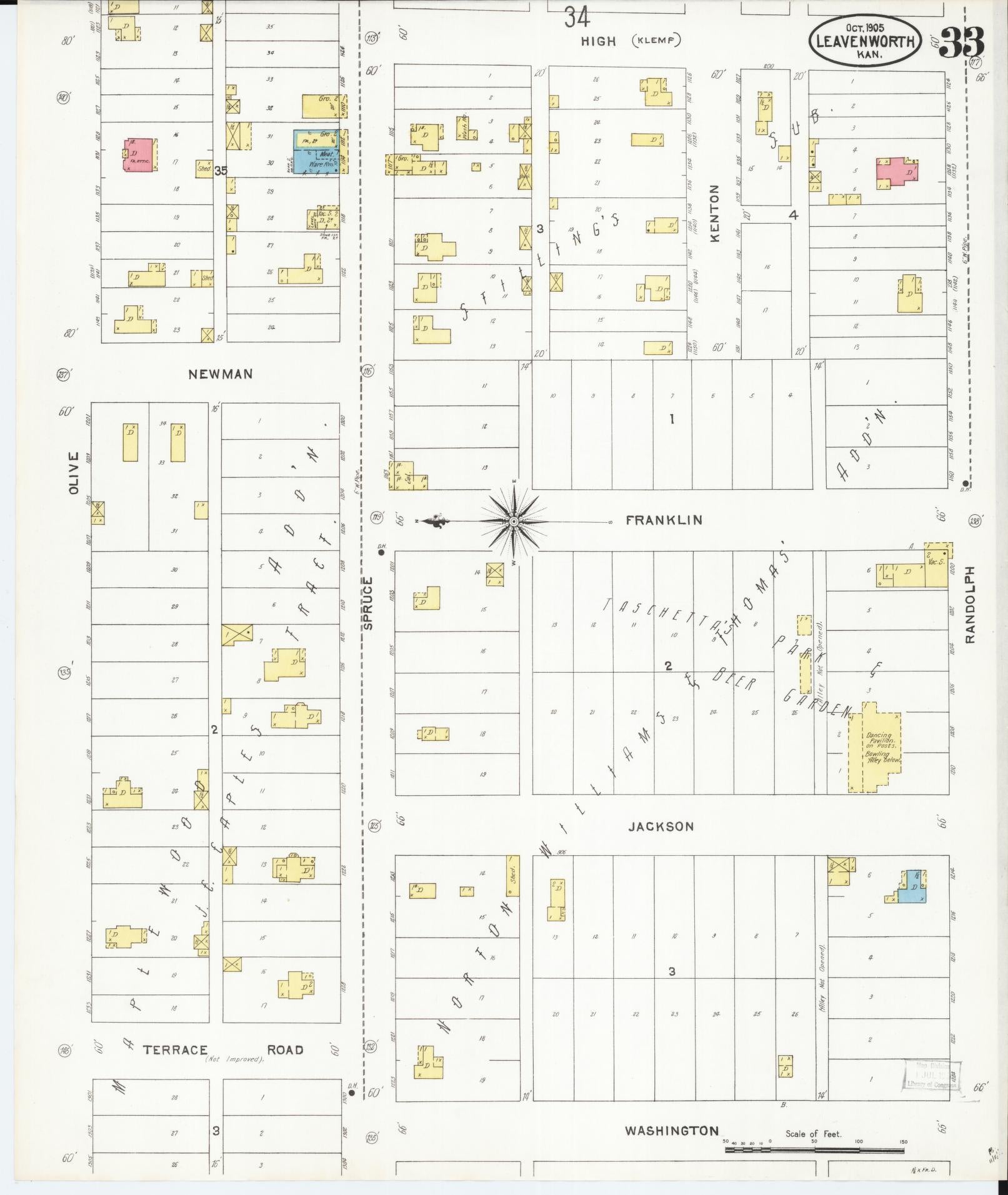 Sanborn Fire Insurance Map from Leavenworth, Leavenworth County, Kansas (1905), Sheet #0034 - Complete Map Set gallery image, historic Sanborn map, vintage wall art, Kansas Kansas